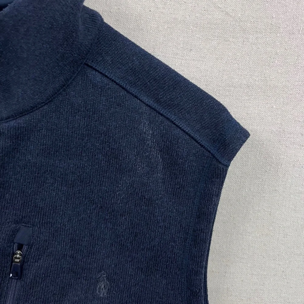 Polo Ralph Lauren Performance Vest Mens 2XB‎ Navy Blue Full Zip Fleece Mock Neck